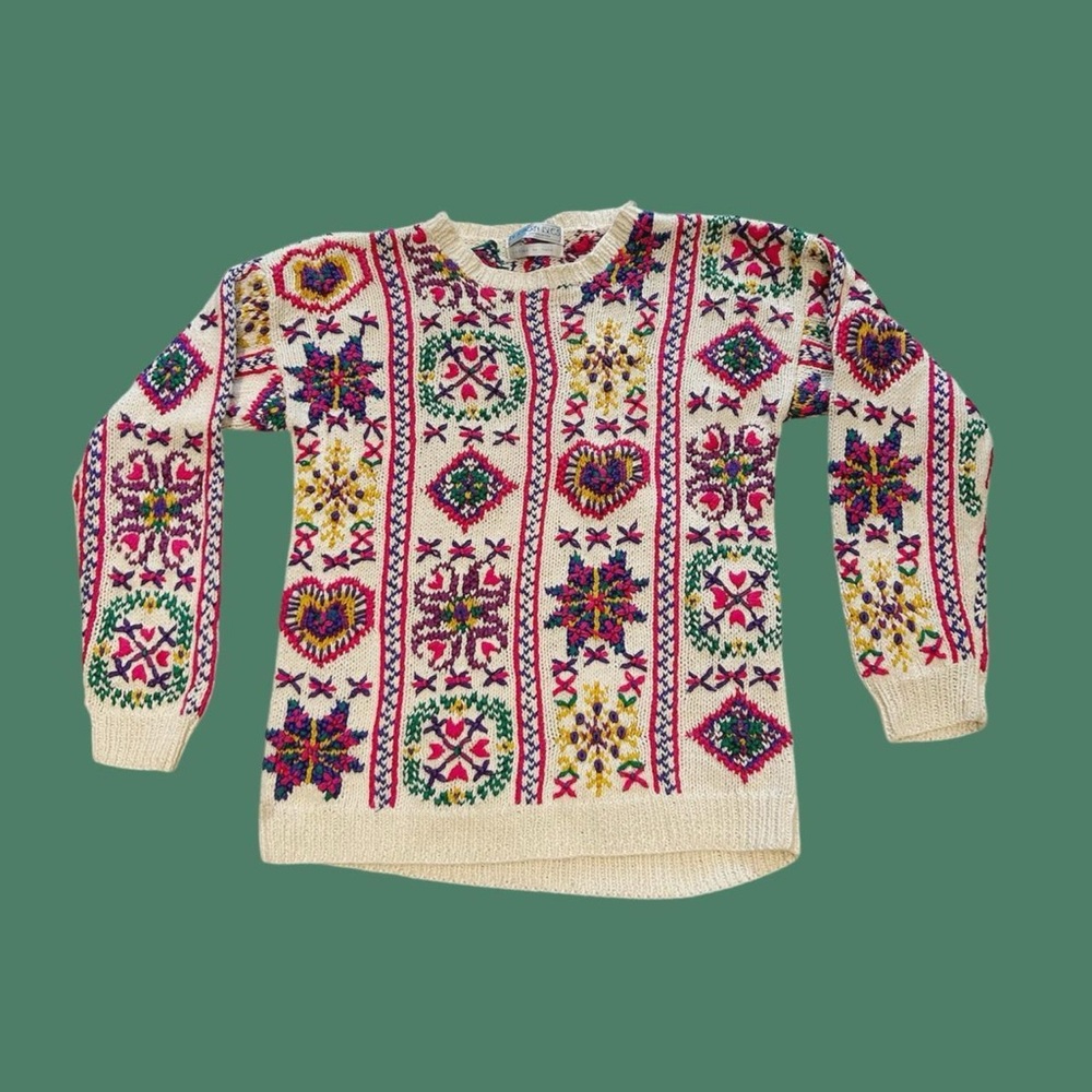 Vintage 80s fair isle handknit sweater